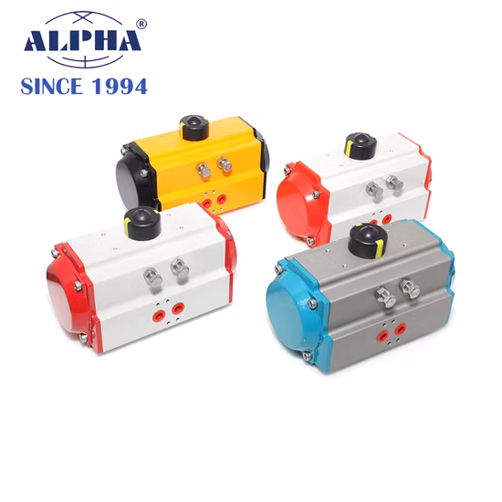 CE/ SGS/ ISO9001 Alpha C Series Rt075r10 Atuador pneumático de cremalheira e pinhão para válvula amanteigada ou válvula de esfera